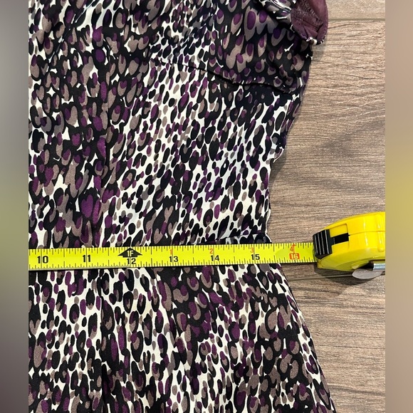 NWT! Nanette Lepore Purple Animal Print Cap Sleeve Silk Sheath Dress - Picture 7 of 11